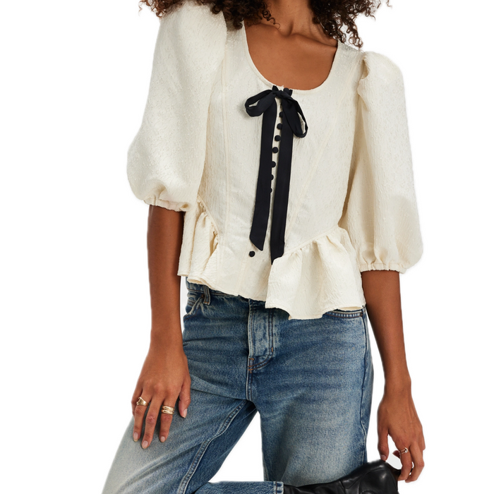 Pamela Bow Top in White Alyssum - Madison's Niche
