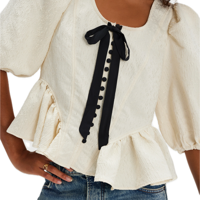 Pamela Bow Top in White Alyssum - Madison's Niche