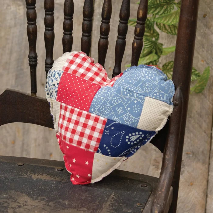 Patchwork Americana Heart Pillow - Madison's Niche