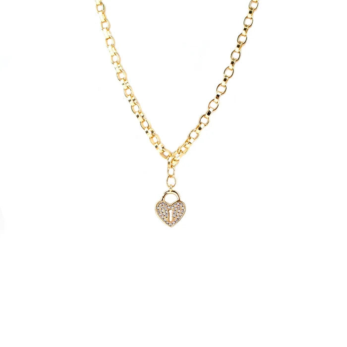 Pave Heart Locket Necklace in Gold - Madison's Niche