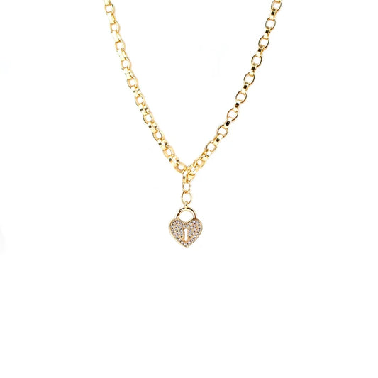 Pave Heart Locket Necklace in Gold - Madison's Niche