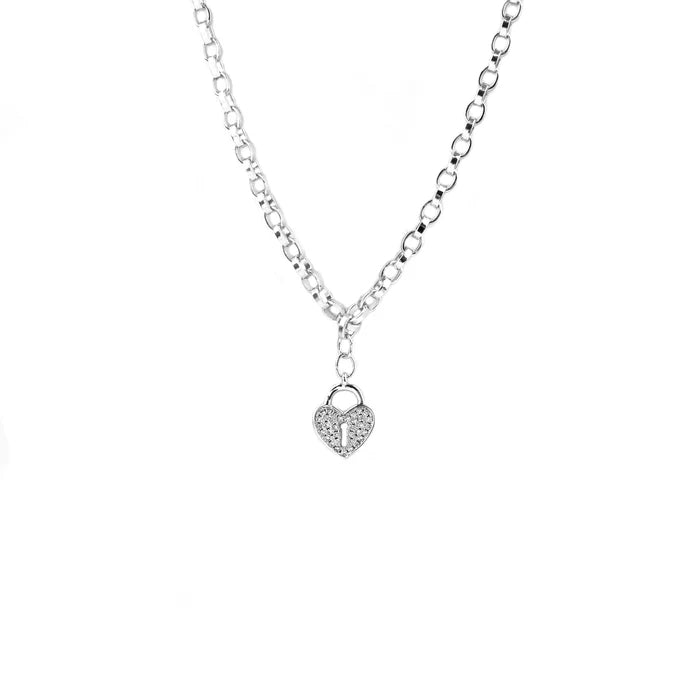 Pave Heart Locket Necklace in Silver - Madison's Niche
