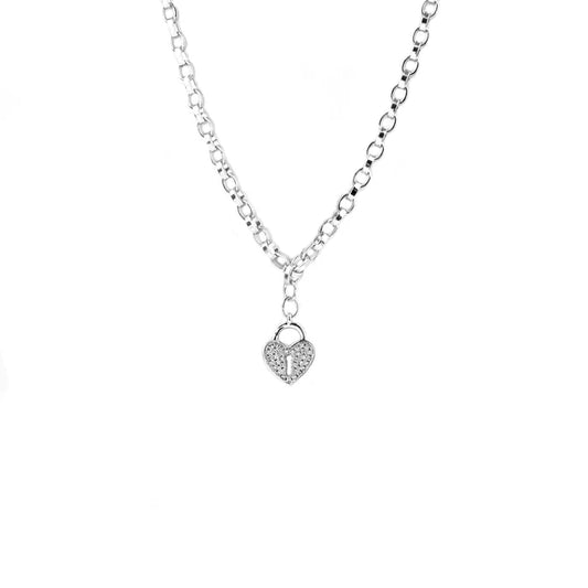 Pave Heart Locket Necklace in Silver - Madison's Niche