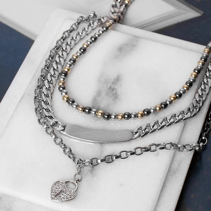 Pave Heart Locket Necklace in Silver - Madison's Niche