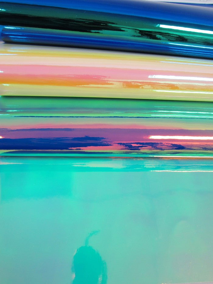 Pearl Holographic Multi-Color Chrome Vinyl Fabric / Sold By The Yard