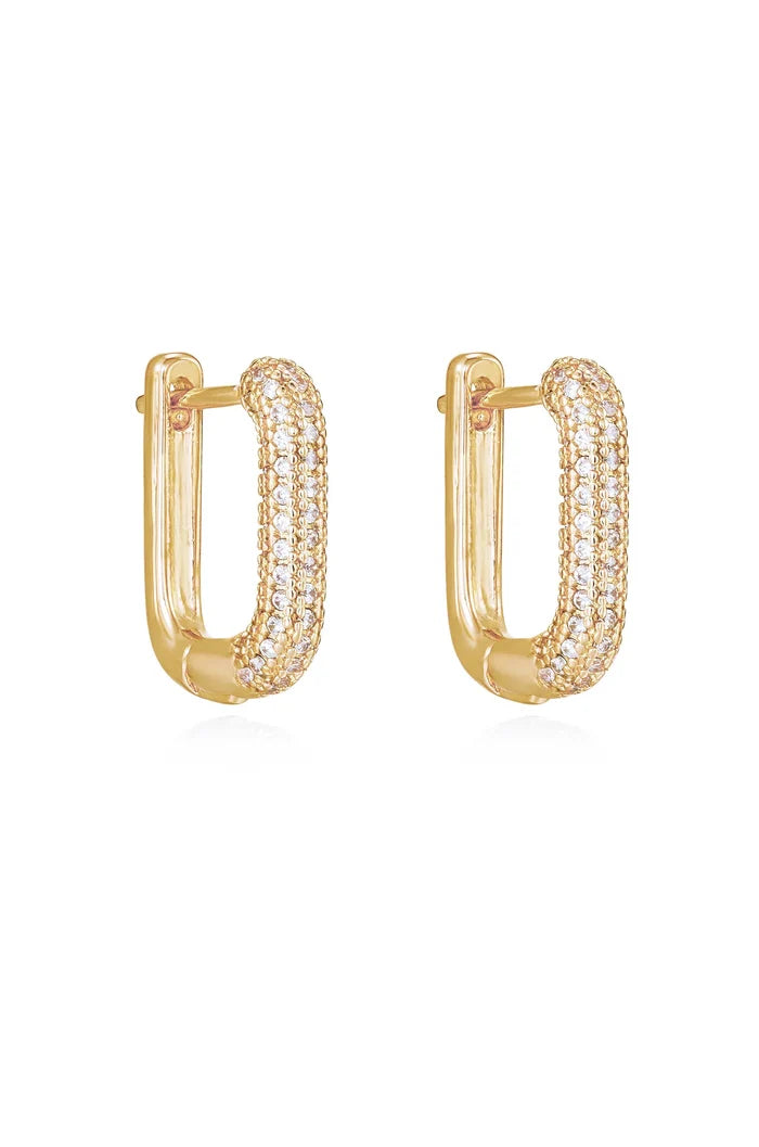 Petite Pave 18K Huggies - Madison's Niche
