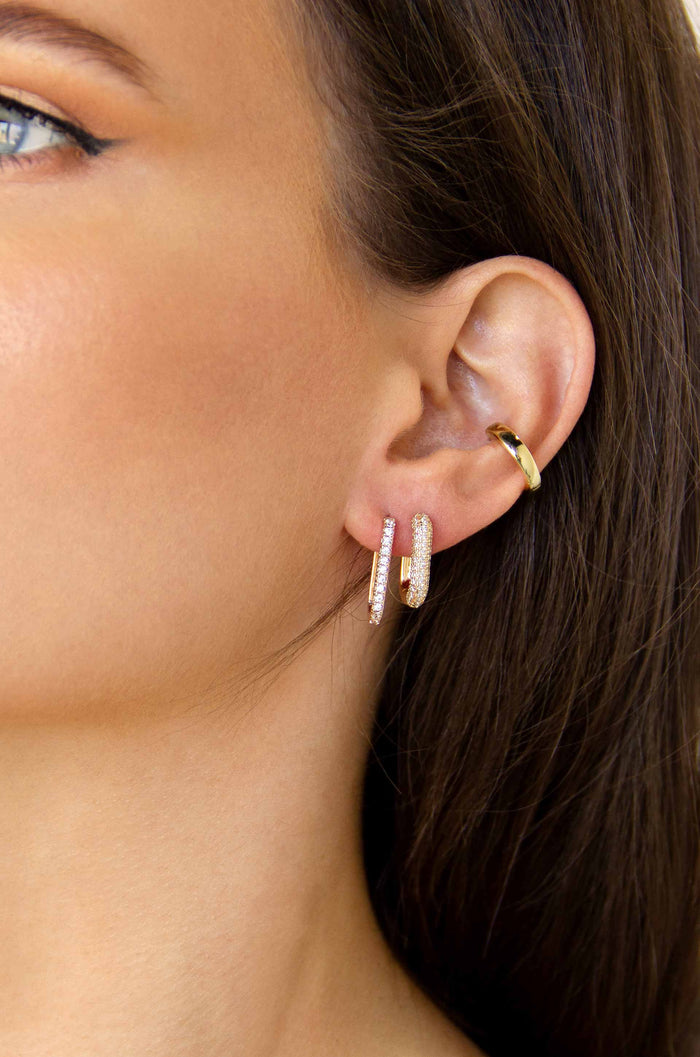 Petite Pave 18K Huggies - Madison's Niche