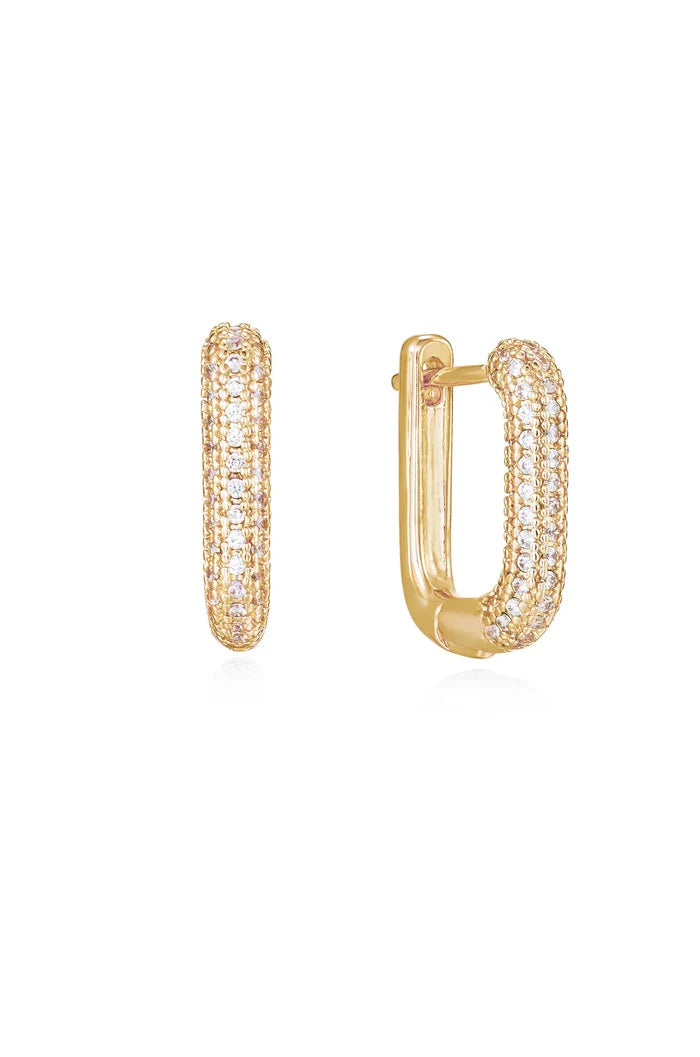 Petite Pave 18K Huggies - Madison's Niche