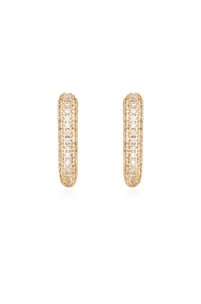Petite Pave 18K Huggies - Madison's Niche