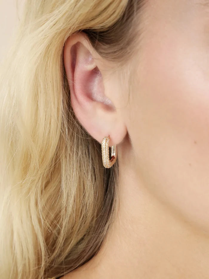 Petite Pave 18K Huggies - Madison's Niche