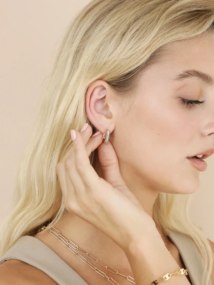 Petite Pave 18K Huggies - Madison's Niche