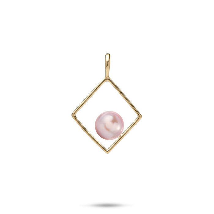 Pick A Pearl Diamond Pendant in Gold with a Lavender Pearl on a white background