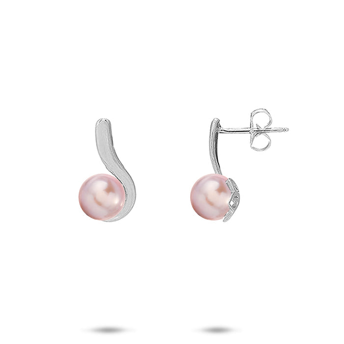 16mm Pick A Pearl Earrings in Sterling Silver with Lavender Pearls on a white background
