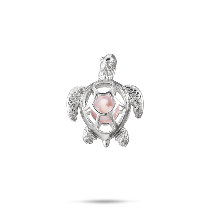 23mm Pick A Pearl Honu Pendant in Sterling Silver with a Lavender Pearl on a white background