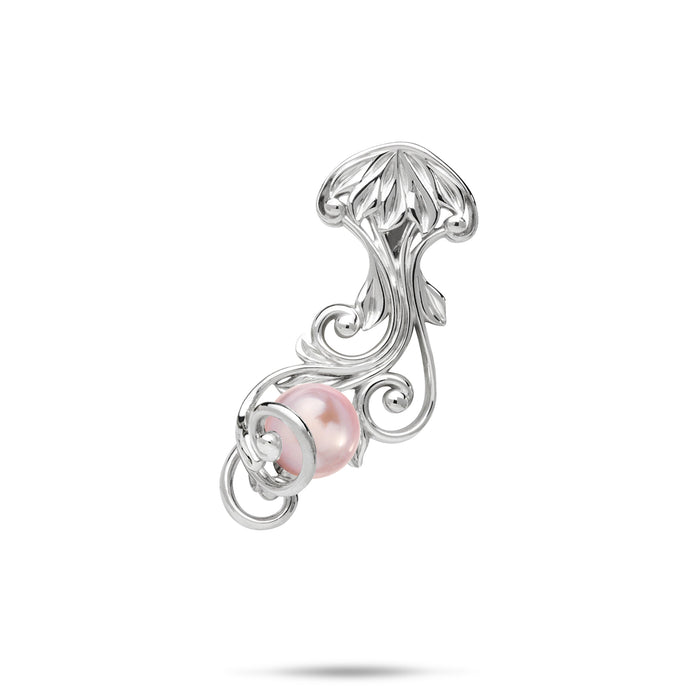 29mm Pick A Pearl Living Heirloom Jellyfish Pendant in Sterling Silver with a Lavender Pearl on a white background