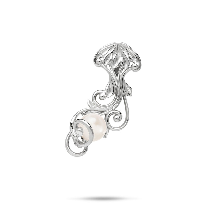 29mm Pick A Pearl Living Heirloom Jellyfish Pendant in Sterling Silver with a White Pearl on a white background