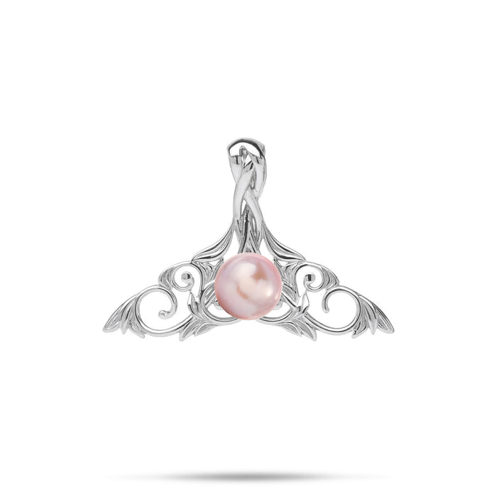 21mm Pick A Pearl Living Heirloom Whale Tail Pendant in Sterling Silver with a Lavender Pearl on a white background