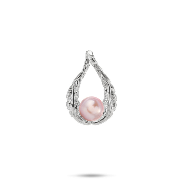 21mm Pick A Pearl Old English Scroll Pendant in Sterling Silver with a Lavender Pearl on a white background