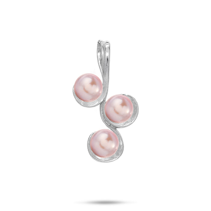 30mm Pick A Pearl Pendant in Sterling Silver with Three Lavender Pearls on a white background