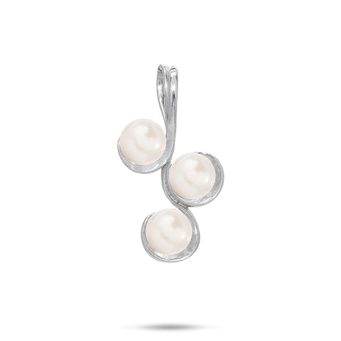 30mm Pick A Pearl Pendant in Sterling Silver with Three White Pearls on a white background