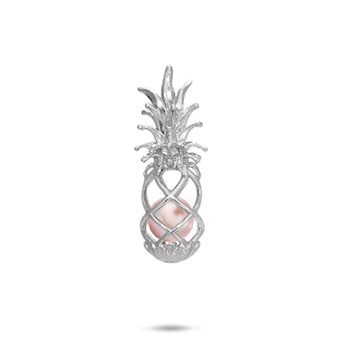 30mm Pick A Pearl Pineapple Cage Pendant in Sterling Silver with a Lavender Pearl on a white background
