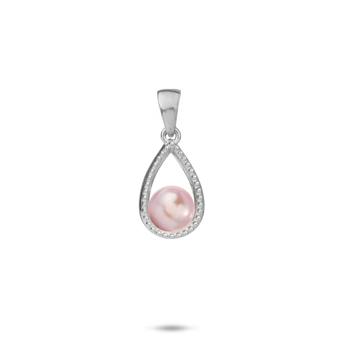 17mm Pick A Pearl Teardrop Pendant in Sterling Silver with a Lavender Pearl on a white background
