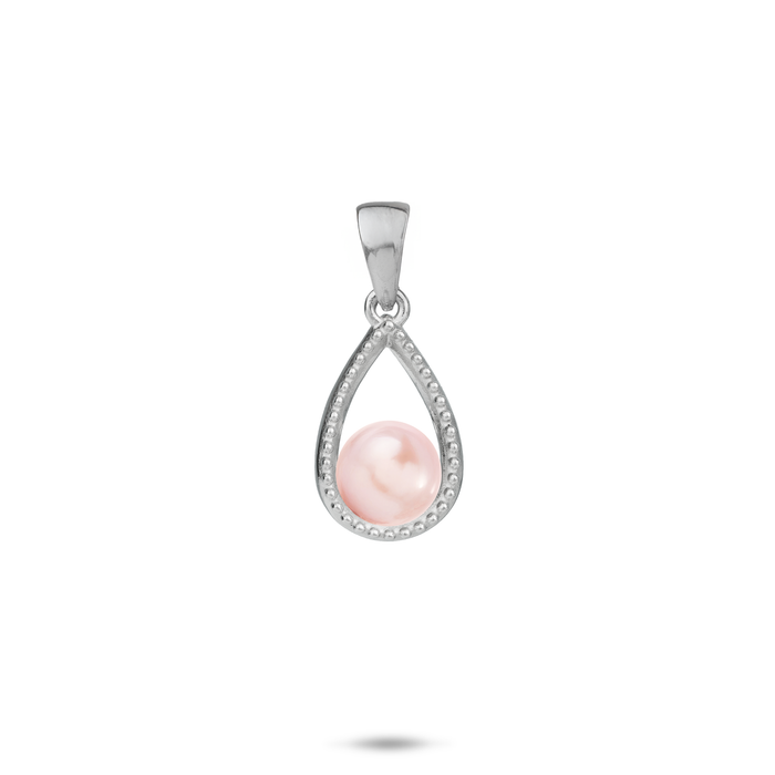 17mm Pick A Pearl Teardrop Pendant in Sterling Silver with a Pink Pearl on a white background