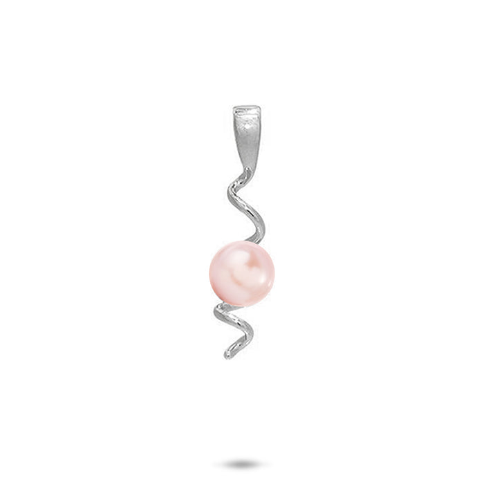 19mm Pick A Pearl Waterfall Pendant in Sterling Silver with a Pink Pearl on a white background