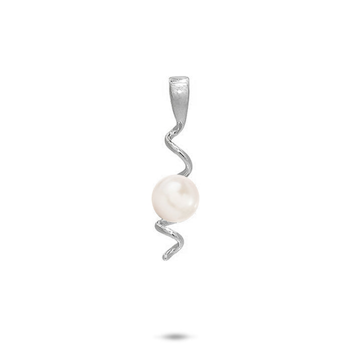 19mm Pick A Pearl Waterfall Pendant in Sterling Silver with a White Pearl on a white background