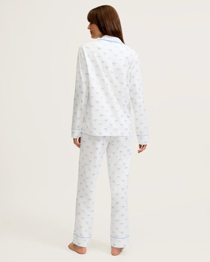 Pima Pajama Set in Blue Bows - Madison's Niche