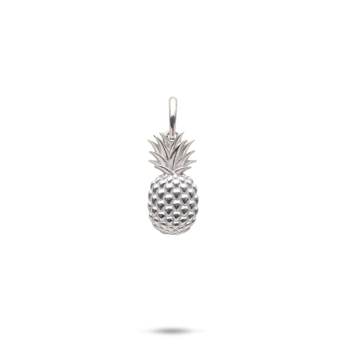 15mm Pineapple Charm/Pendant in Sterling Silver on a white background
