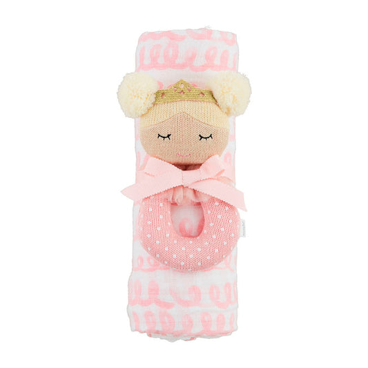 Pink Swirl Swaddle & Rattle Set - Madison's Niche
