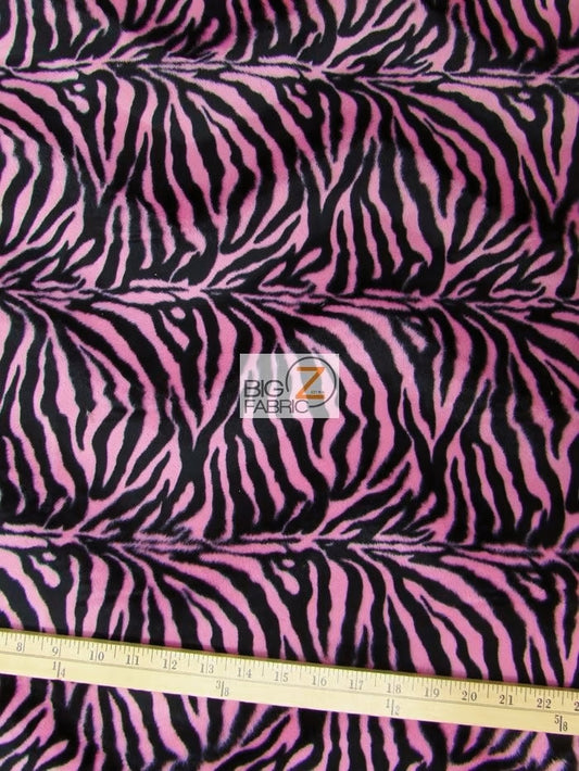 Pink/Black Small Stripe Velboa Zebra Animal Short Pile Fabric / Sold By The Yard||color:Small Stripe Pink/Black Zebra