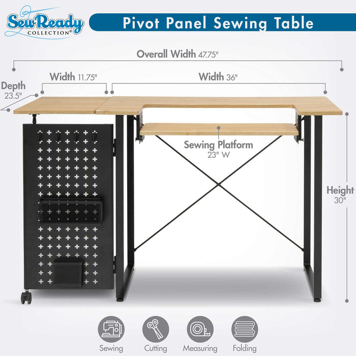 Pivot Panel Sewing Table Ashwood / Graphite