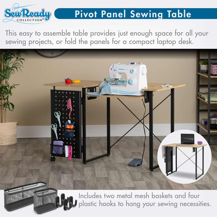 Pivot Panel Sewing Table Ashwood / Graphite