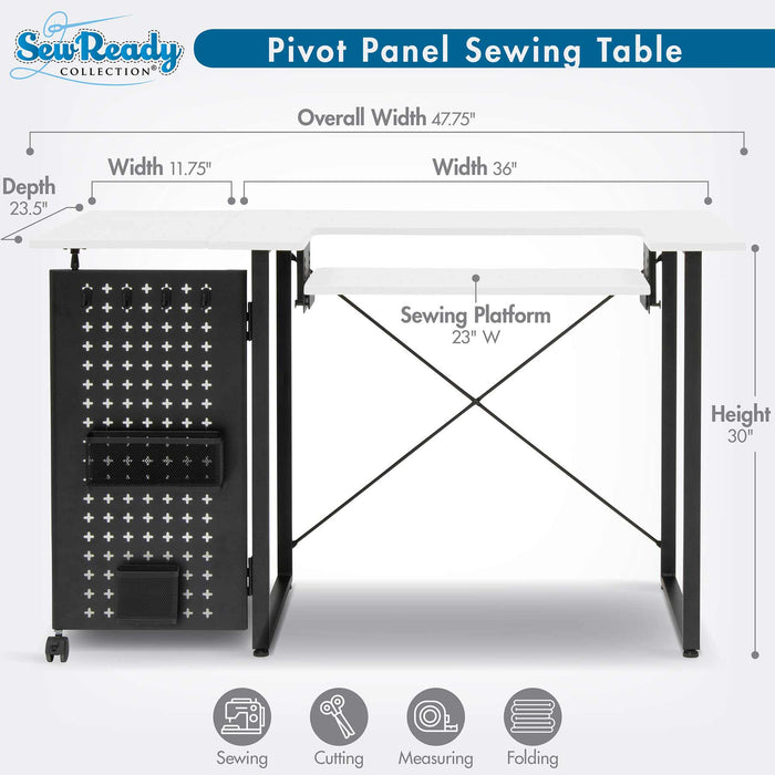 Pivot Panel Sewing Table White / Graphite