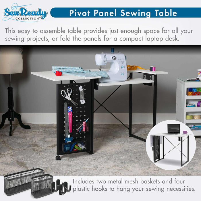 Pivot Panel Sewing Table White / Graphite