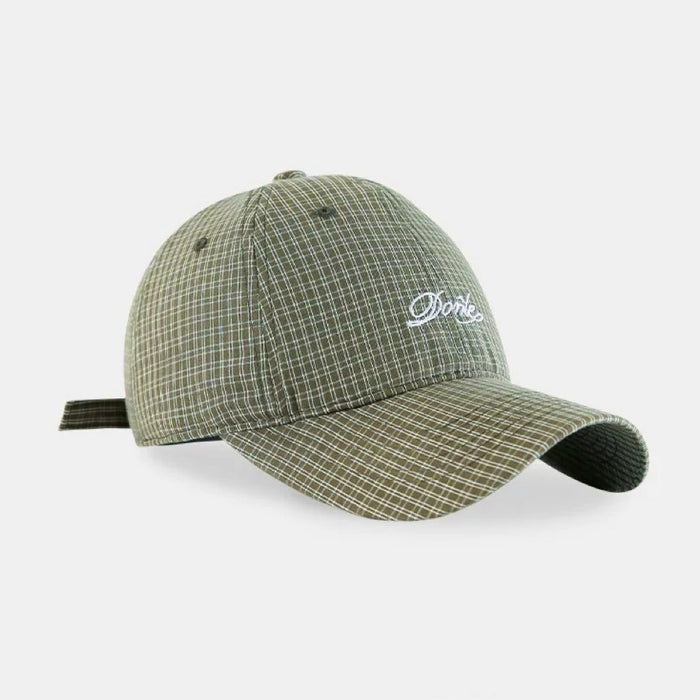 Front view of green Plaid Chill Cap, features traditional plaid motifs on a premium, breathable cotton base.