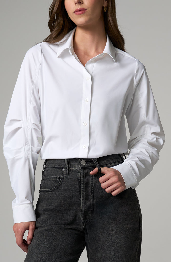 Pleated Sleeve Buttone Front Shirt