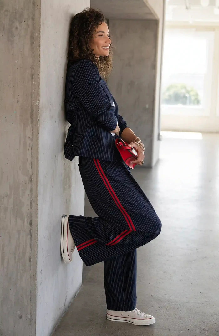Pleated Trouser with Side Stripe - Madison's Niche