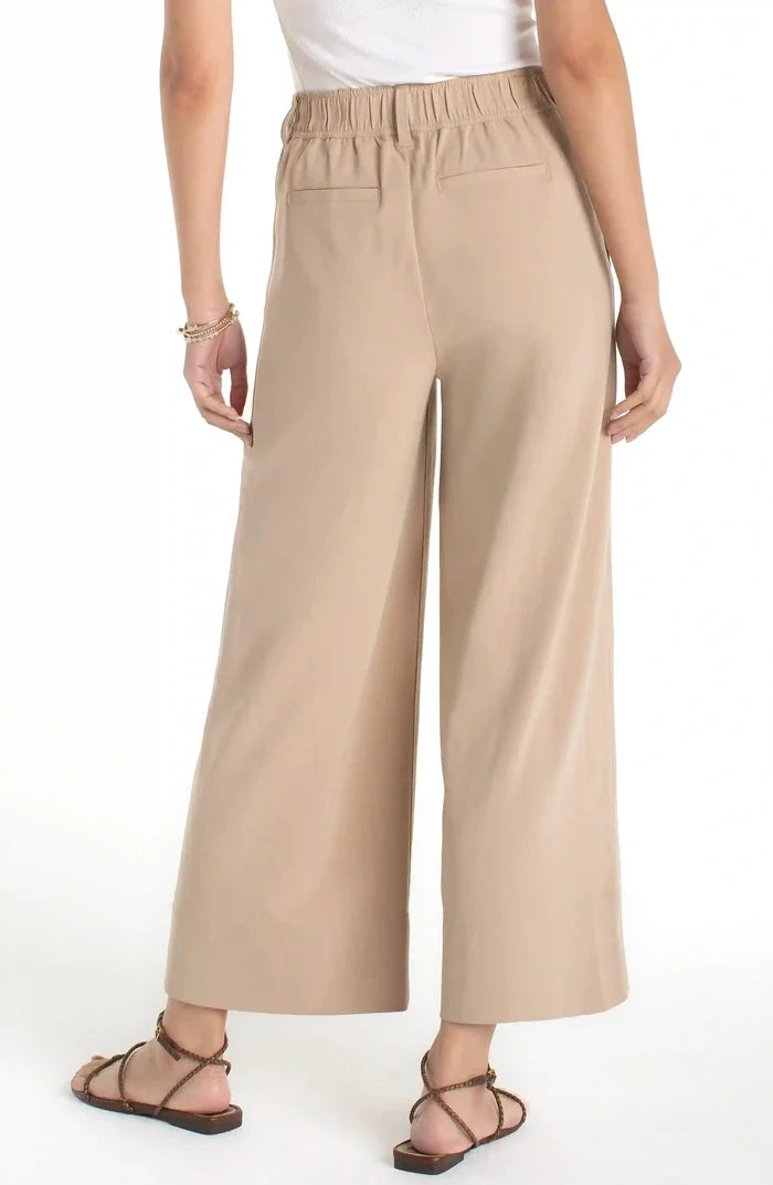 Pleated Wide Leg Crop in Cappuccino - Madison's Niche