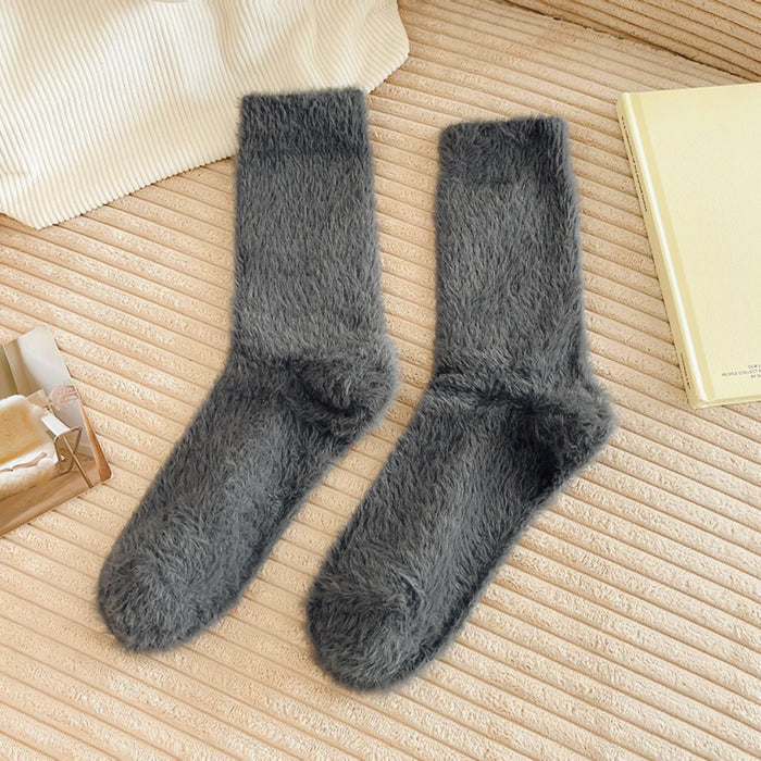 Flat lay of Plush Cozy Socks in gray, great for daily wear and lounging.