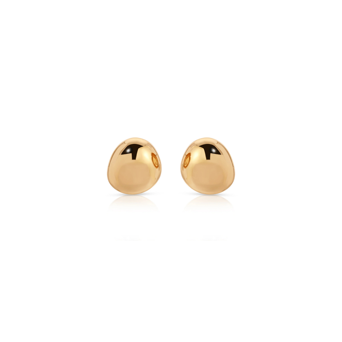 Polished Pebble Stud Earrings in Gold - Madison's Niche
