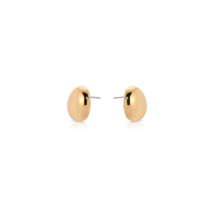 Polished Pebble Stud Earrings in Gold - Madison's Niche