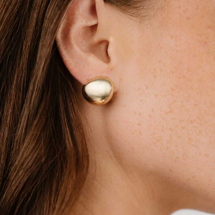 Polished Pebble Stud Earrings in Gold - Madison's Niche