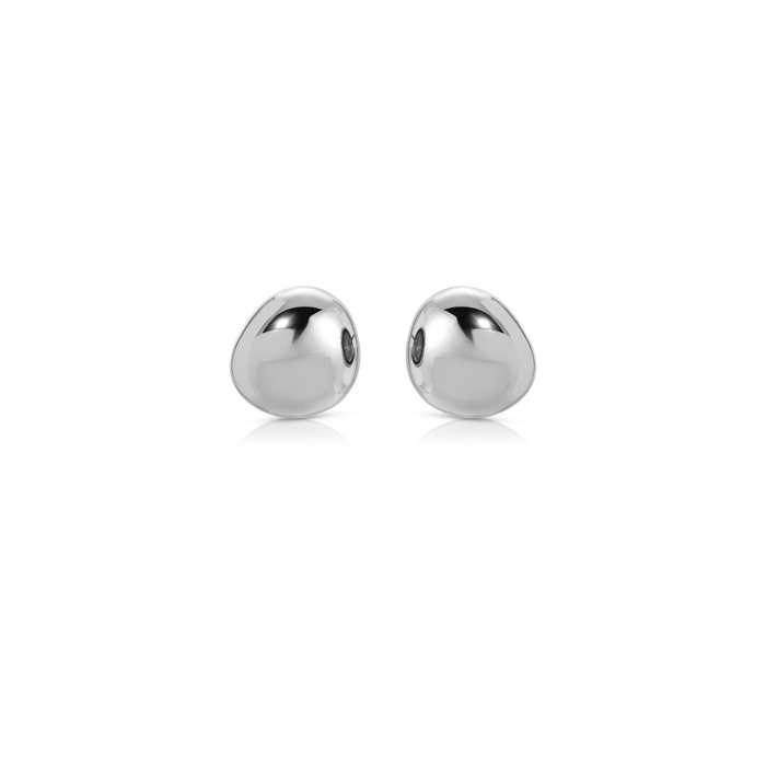 Polished Pebble Stud Earrings in Silver - Madison's Niche