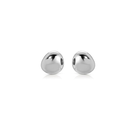 Polished Pebble Stud Earrings in Silver - Madison's Niche