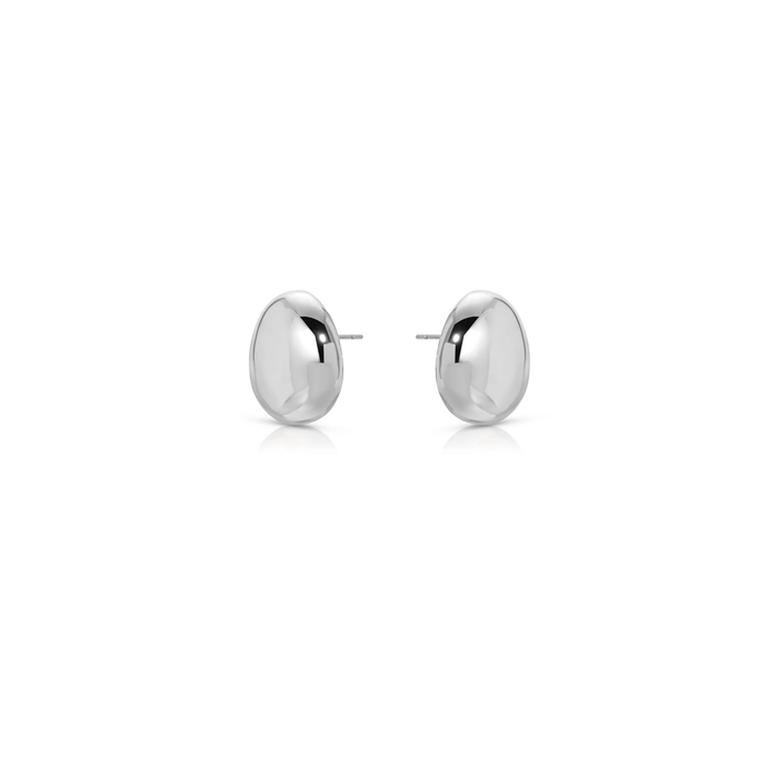 Polished Pebble Stud Earrings in Silver - Madison's Niche