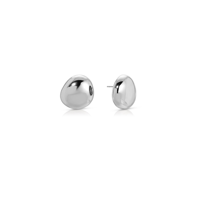 Polished Pebble Stud Earrings in Silver - Madison's Niche