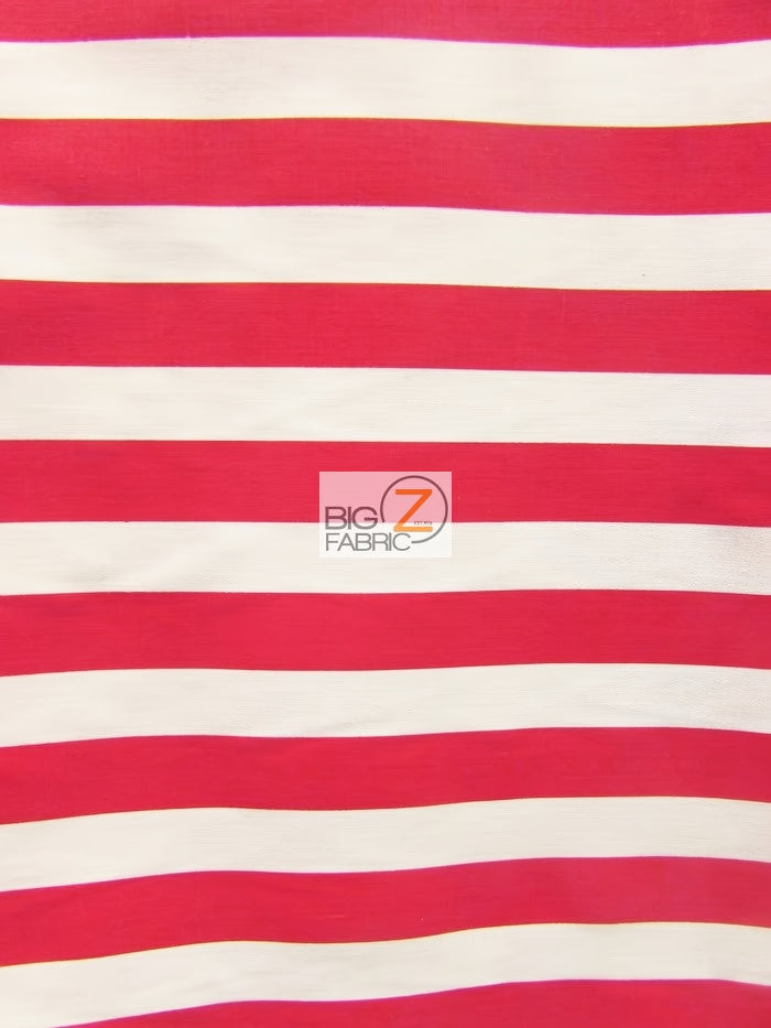 Poly Cotton 1 Inch Stripe Fabric  / Red/White / Sold By The Yard||color:Red/White